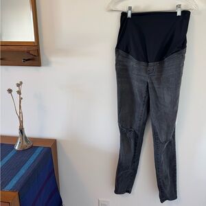 Madewell Distressed Black Maternity Skinny Jeans